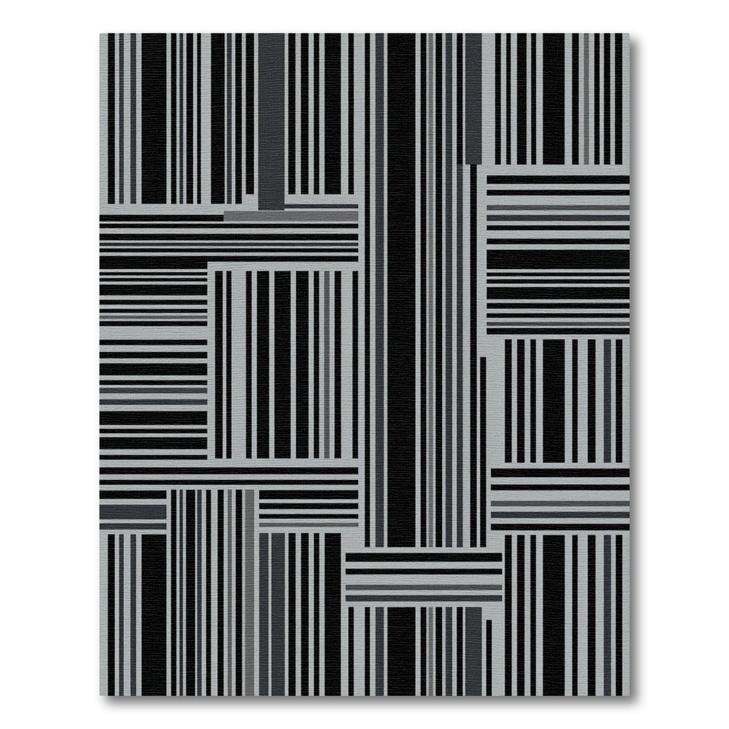 Modern Monochrome Vertical Horizontal Stripe Rug