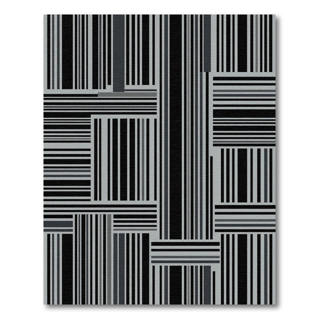 Modern Monochrome Vertical Horizontal Stripe Rug