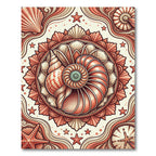 Coral Seashell Mandala Coastal Art Rug