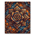 Orange Blue Intricate Floral Mandala Rug