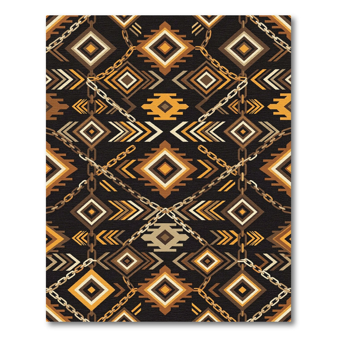 Golden Chain Earthy Tribal Diamond Area Rug
