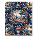 Romantic Navy Rose Garden Landscape Rug