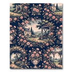 Romantic Navy Rose Garden Landscape Rug