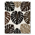 Monstera Leaves Dark Brown Beige Rug