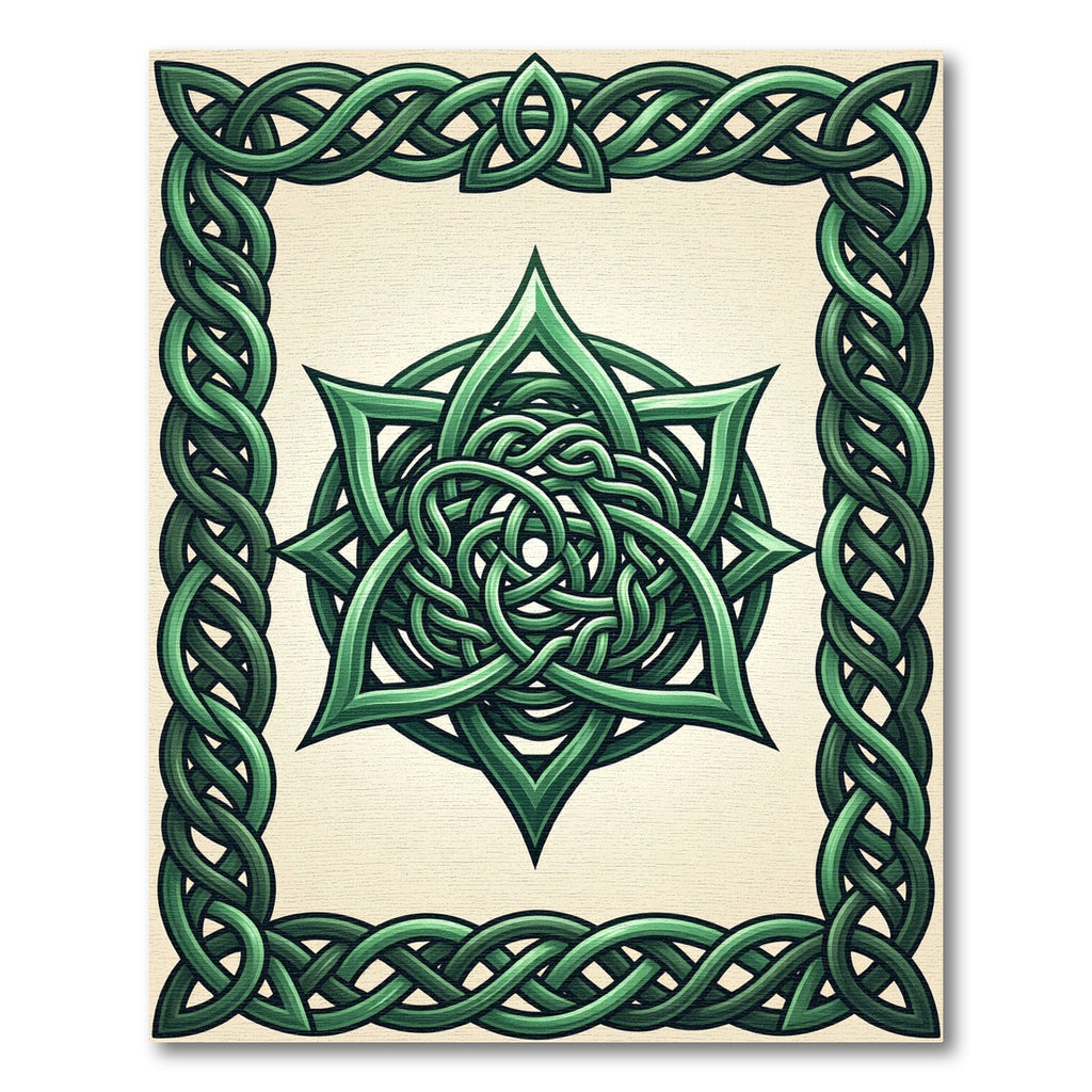 Intricate Emerald Celtic Knot Medallion Rug