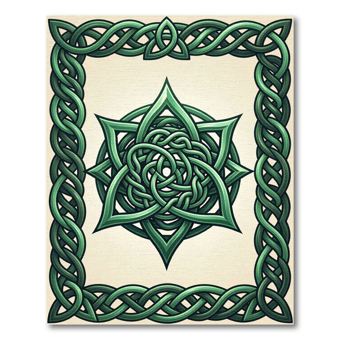 Intricate Emerald Celtic Knot Medallion Rug