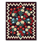 Midnight Floral Crimson Tulip Carnation Rug