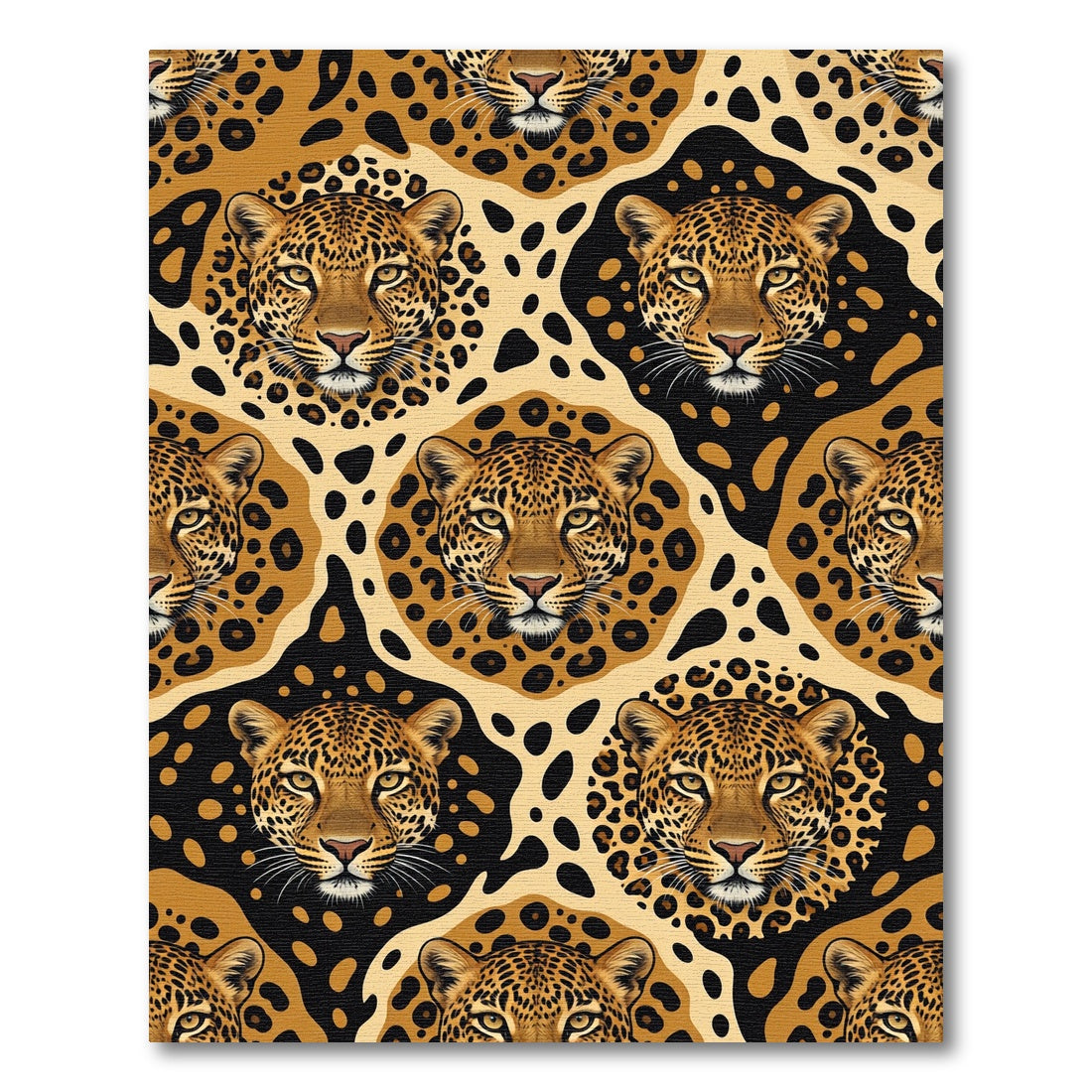 Golden Leopard Spots And Faces Rug