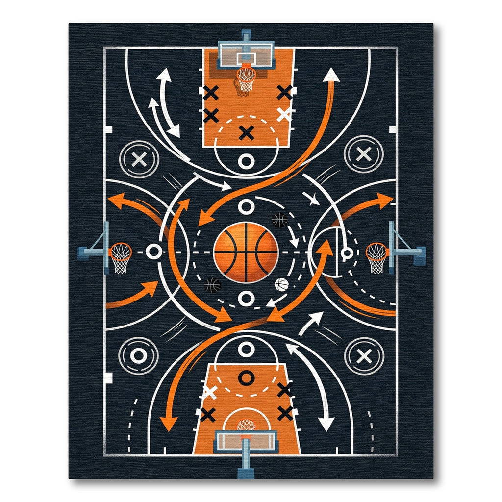 Orange And Navy Athletic Court Diagram Rug