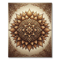 Elegant Golden Floral Mandala Medallion Rug