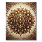 Elegant Golden Floral Mandala Medallion Rug