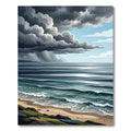 Dramatic Stormy Ocean Coastal Horizon Rug