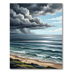 Dramatic Stormy Ocean Coastal Horizon Rug