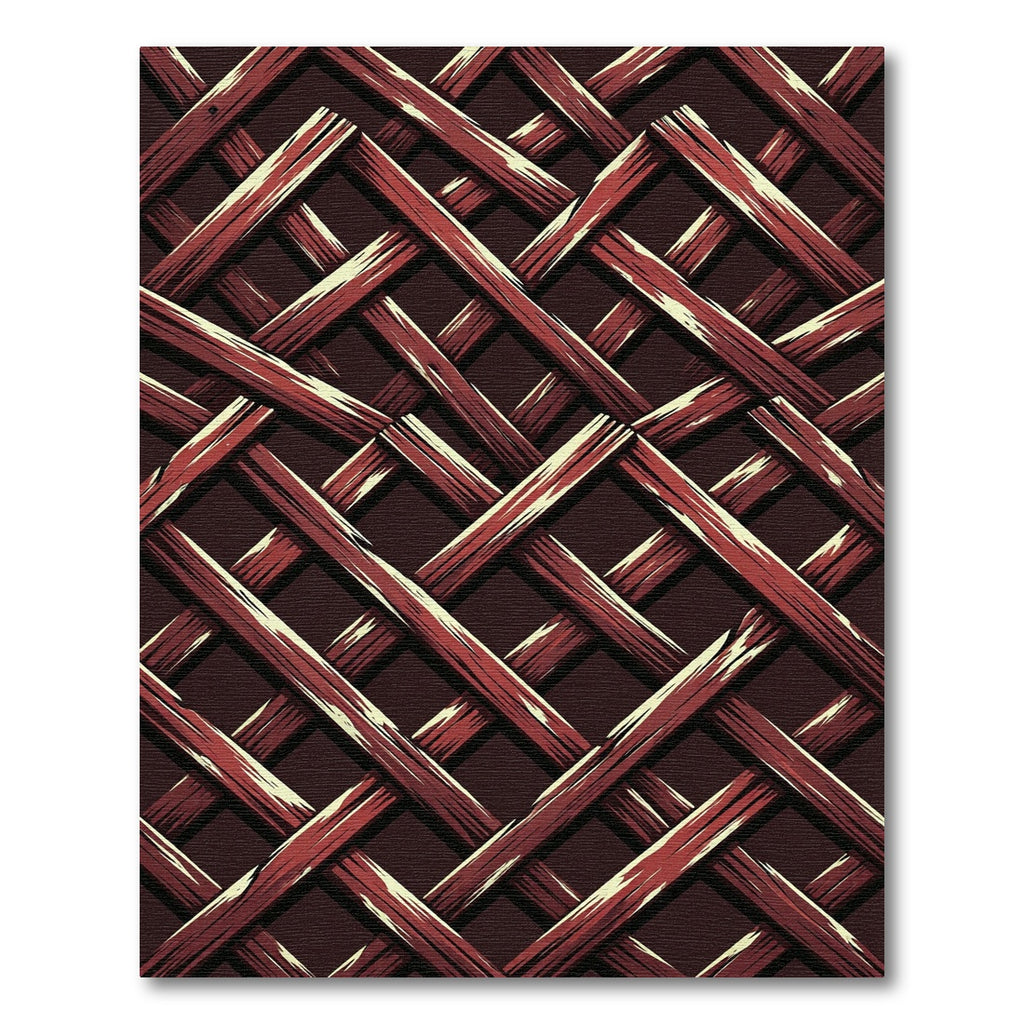 Crimson Interlaced Geometric Lattice Rug