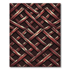 Crimson Interlaced Geometric Lattice Rug