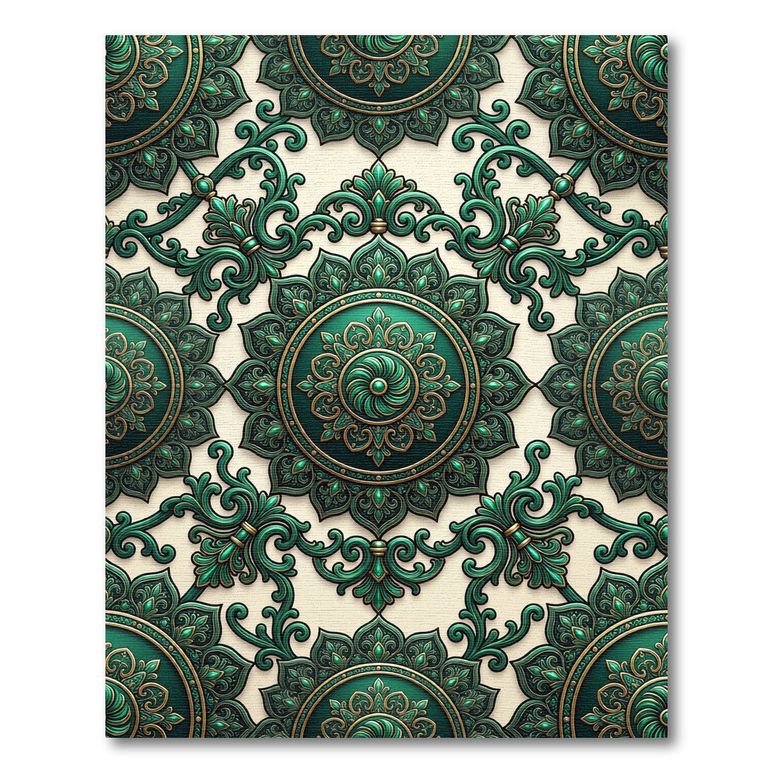 Emerald Vintage Filigree Medallion Rug