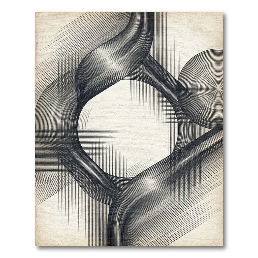 Monochrome Abstract Swirls and Lines Rug