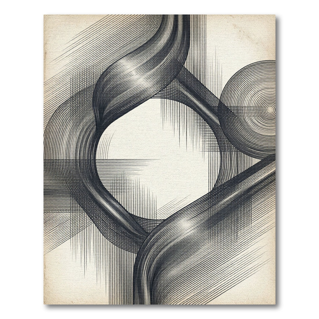 Monochrome Abstract Swirls and Lines Rug