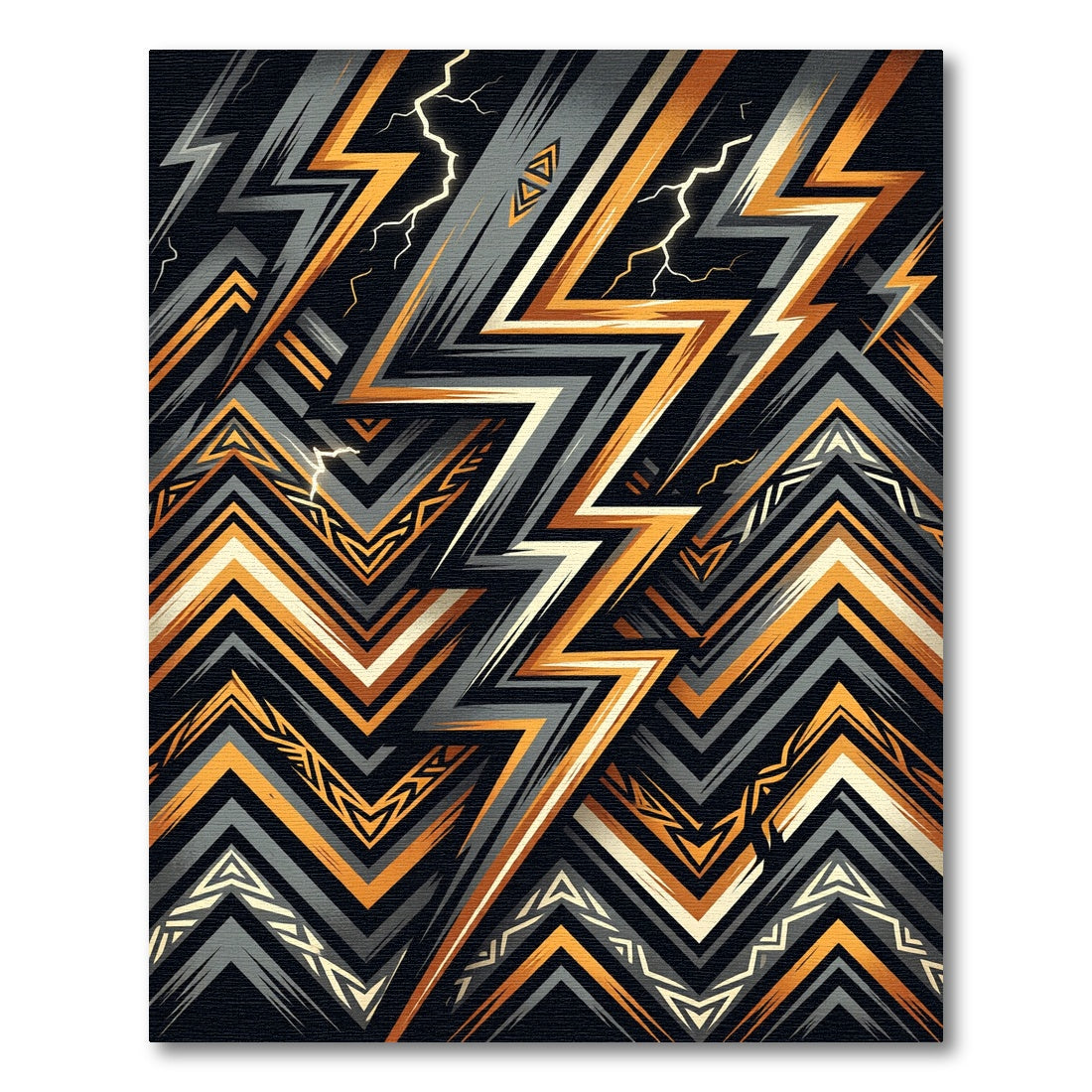 Bold Orange Gray Lightning Zigzag Rug