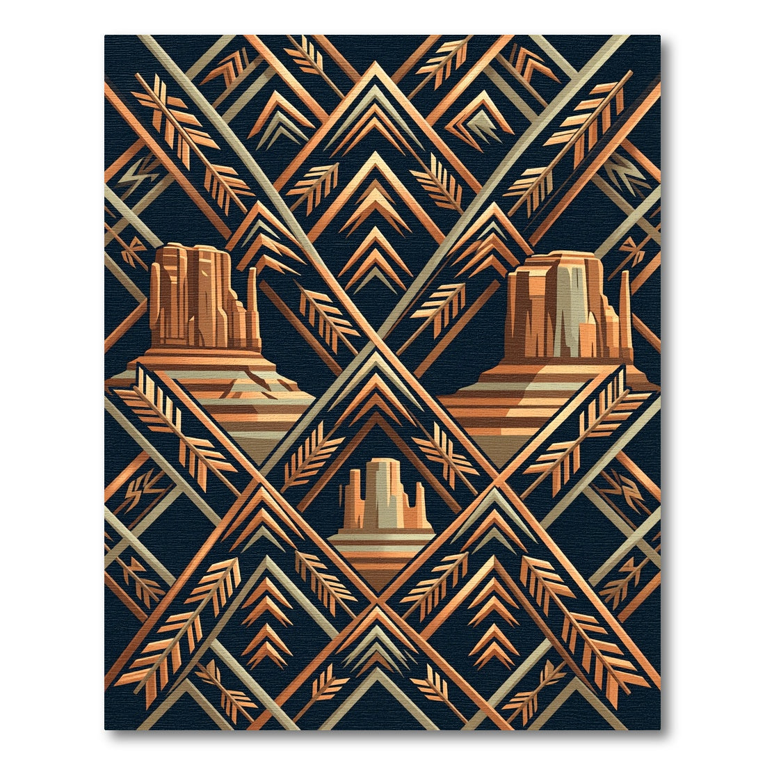 Art Deco Southwestern Copper Mesa Rug