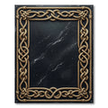 Gold Rope Bordered Black Marble Rug