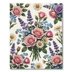 Romantic Pink Rose Daisy Floral Bouquet Rug