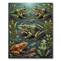 Whimsical Green Frog Pond Wildlife Rug