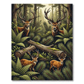 Majestic Wildlife Stag Forest Fern Area Rug