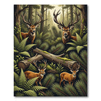 Majestic Wildlife Stag Forest Fern Area Rug