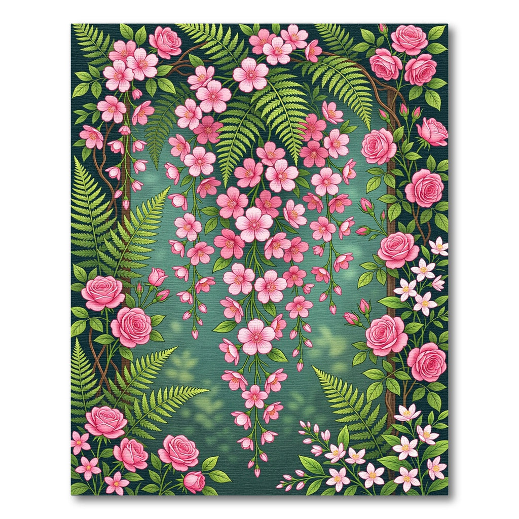 Lush Pink Hanging Cherry Blossom Garden Rug