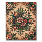 Vintage Amber Rose Medallion Bouquet Rug