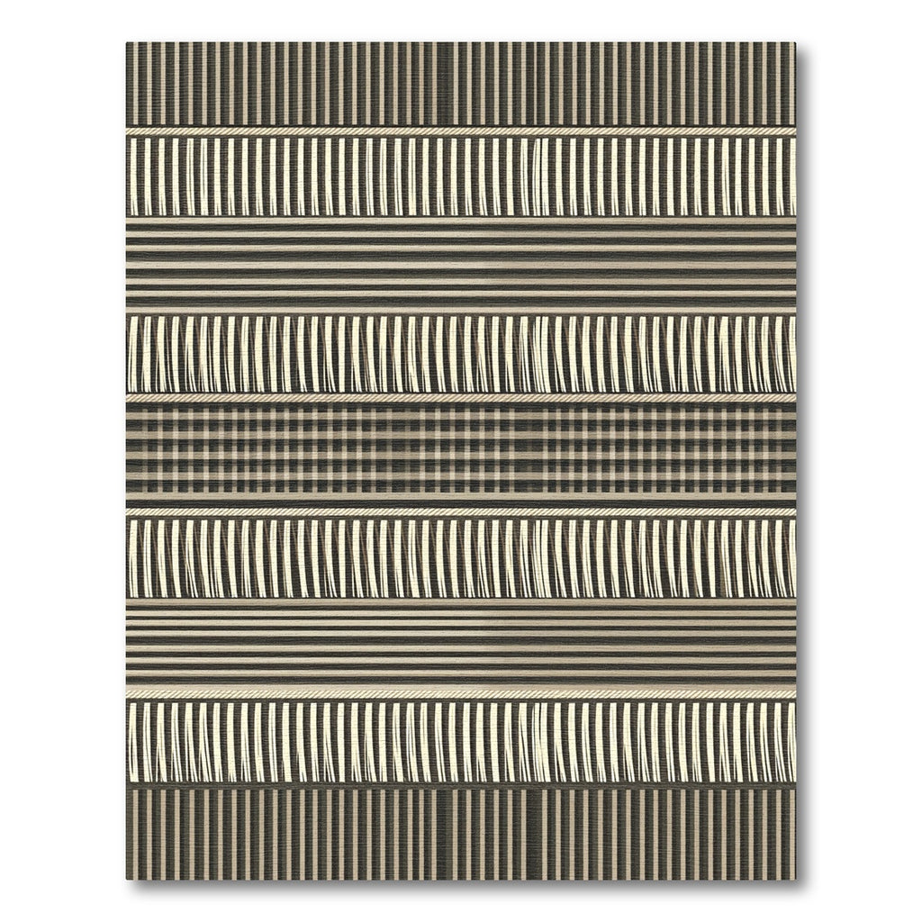 Earthy Neutral Tonal Striped Linear Grid Rug