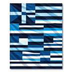 Navy Blue Striped Geometric Composition Rug