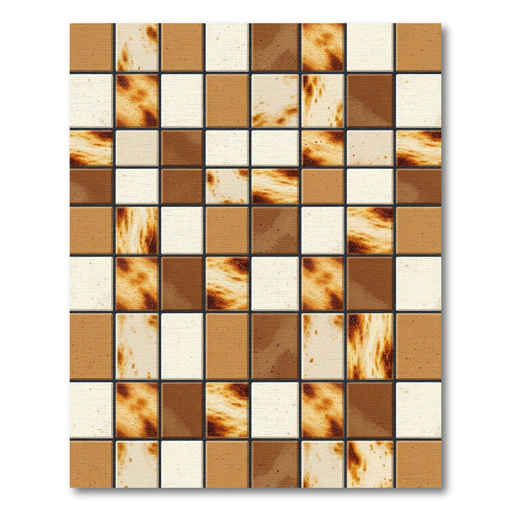 Earthy Tones Marbleized Mosaic Squares Rug