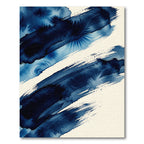 Midnight Indigo Abstract Watercolor Brushstrokes Rug