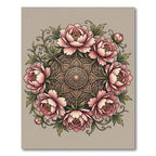 Blush Pink Peony Floral Medallion Rug