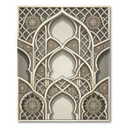 Elegant Beige Archway Arabesque Medallion Rug