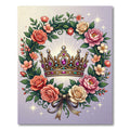 Golden Royal Crown Floral Wreath Rug