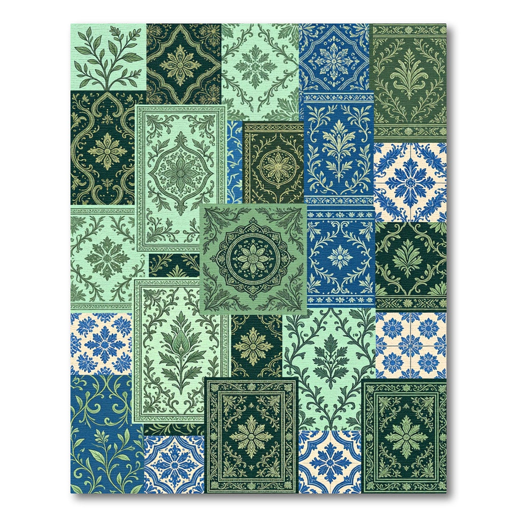 Vintage Patchwork Floral Medallion Collection Rug