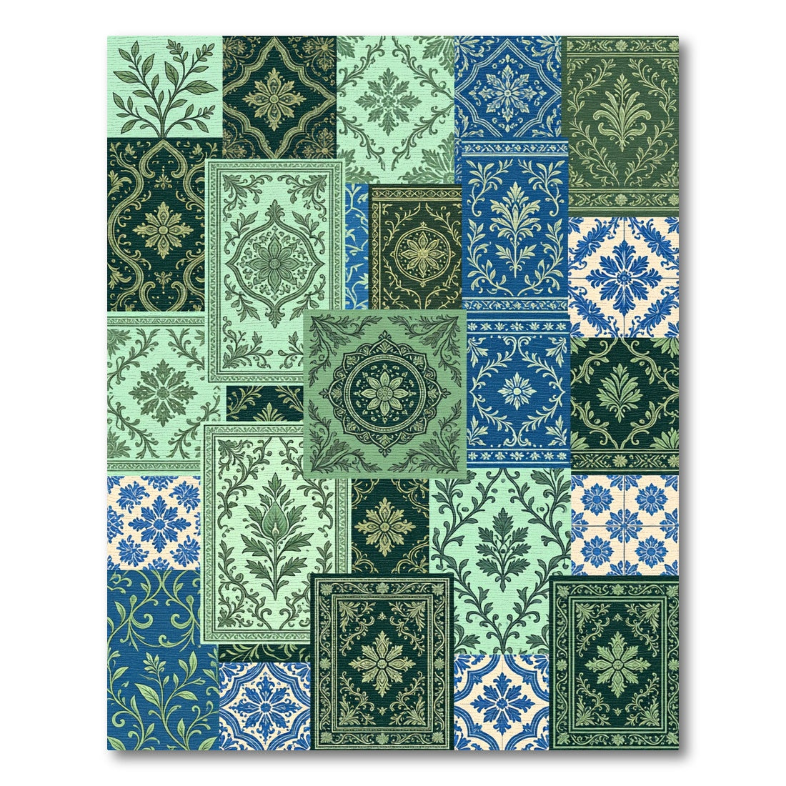 Vintage Patchwork Floral Medallion Collection Rug