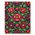 Crimson Floral Raspberry Garden Rug