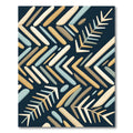 Midcentury Herringbone Chevron Navy Cream Beige Rug