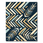 Midcentury Herringbone Chevron Navy Cream Beige Rug