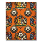 Retro Orange Soccer Crest Heraldic Rug