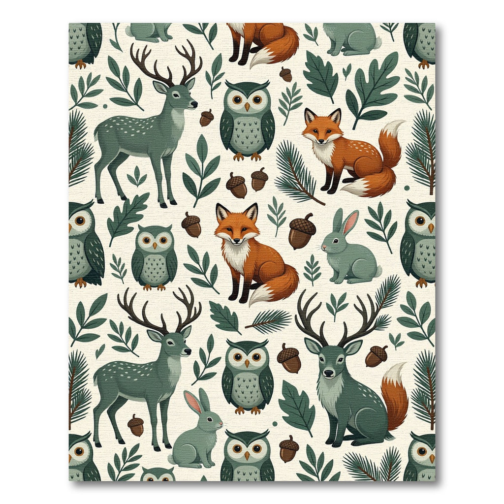 Forest Woodland Animal Sage Earthy Tone Rug