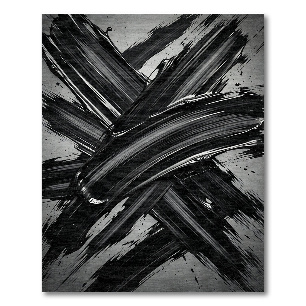 Bold Black Ink Splatter Brushstrokes Rug