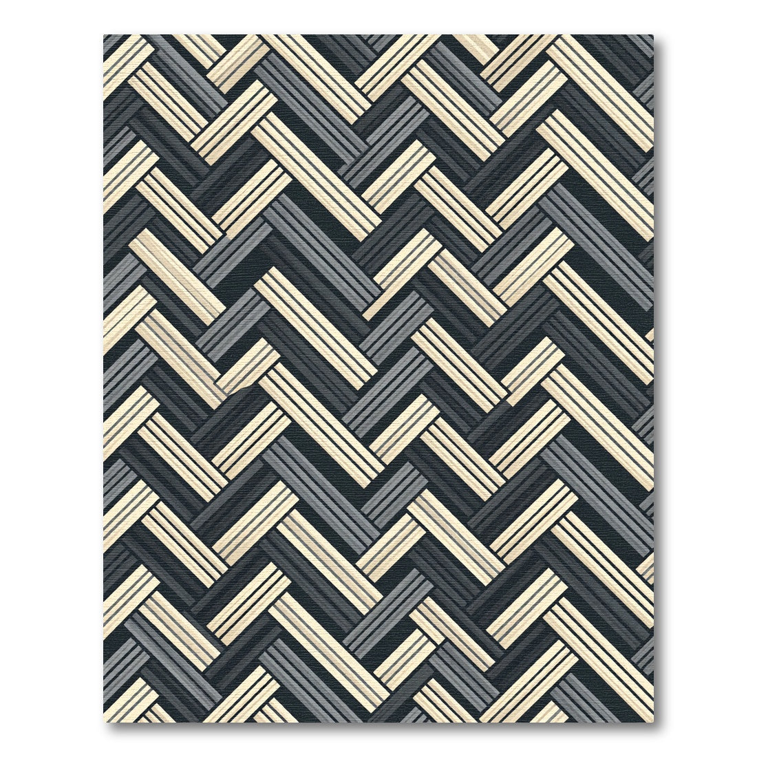 Monochrome Herringbone Weave Geometric Rug