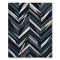 Deep Blue Jagged Chevron Rug