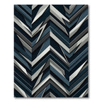 Deep Blue Jagged Chevron Rug
