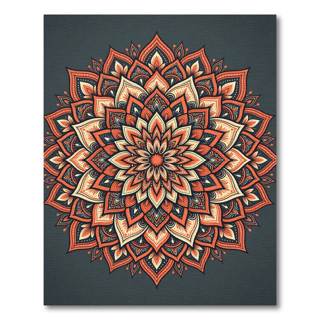 Radiant Burnt Orange Floral Mandala Rug